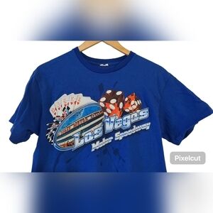 Las Vegas Motor Speedway Coblat Blue Men's T-Shirt Size Small- Medium